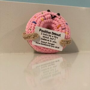 Pink Crochet Positive Donut Plush